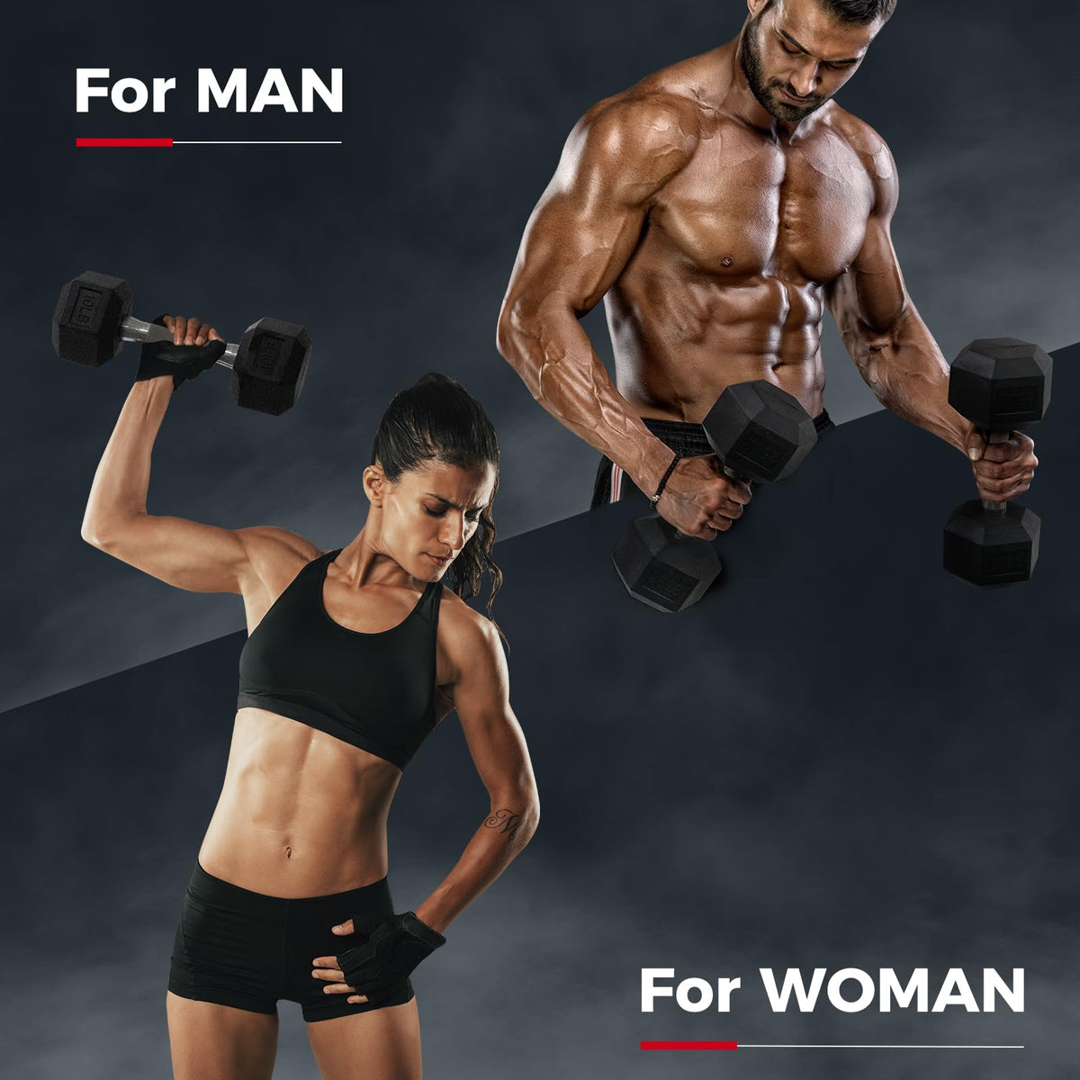 Rubber Coated Hex Dumbbell Set O3270