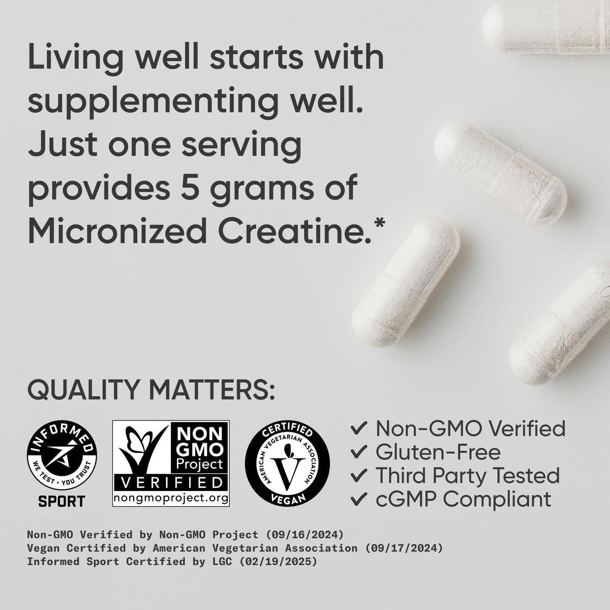 Creatine Monohydrate Capsules 5g, 120 Count B414632
