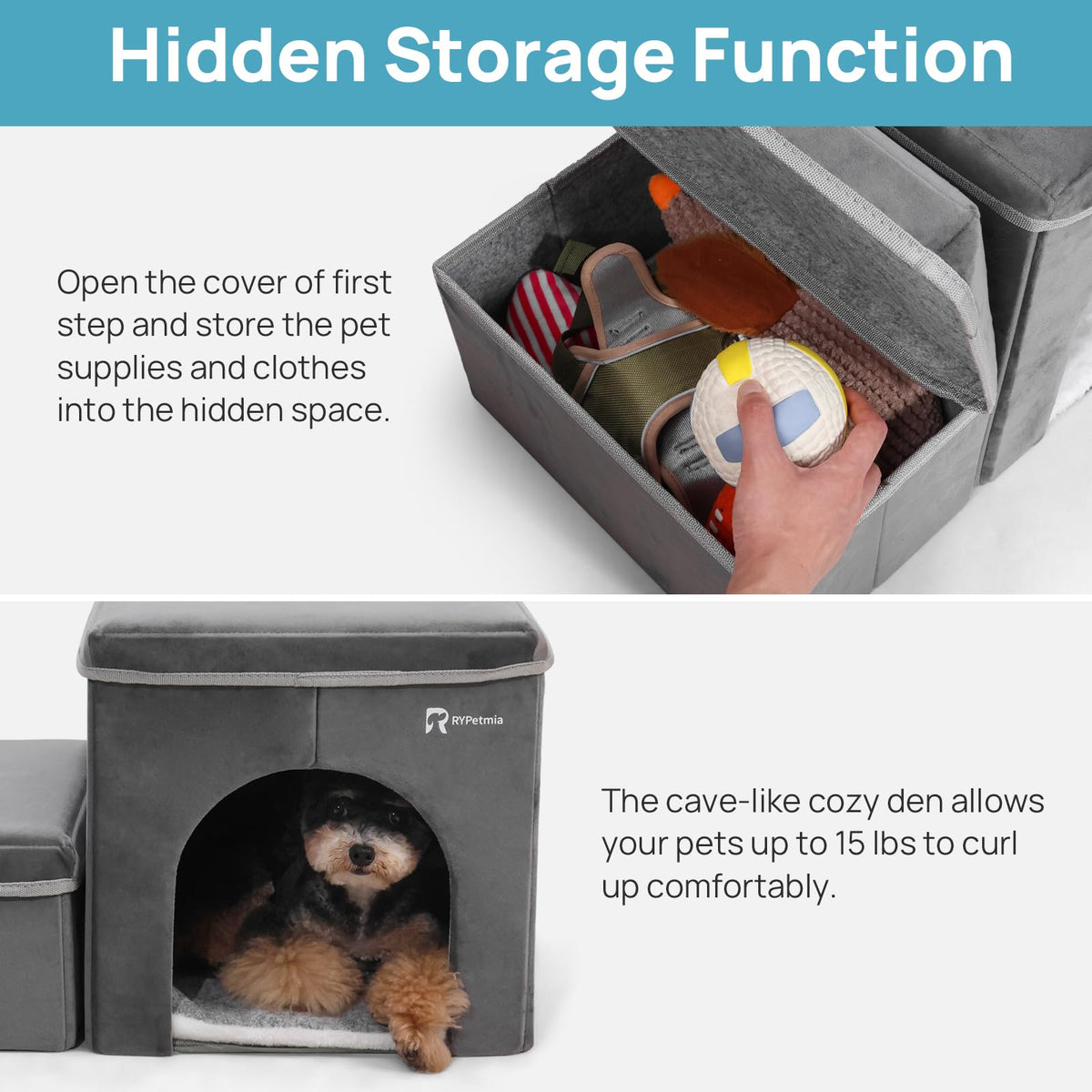 Foldable Pet Stairs with House & Storage F67933