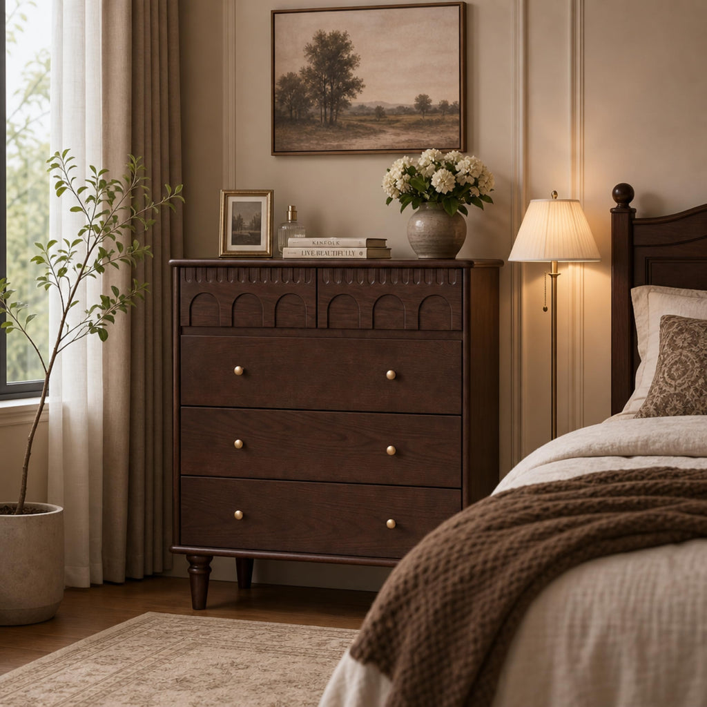100% Solid Wood 5 Drawers Nightstand P623149