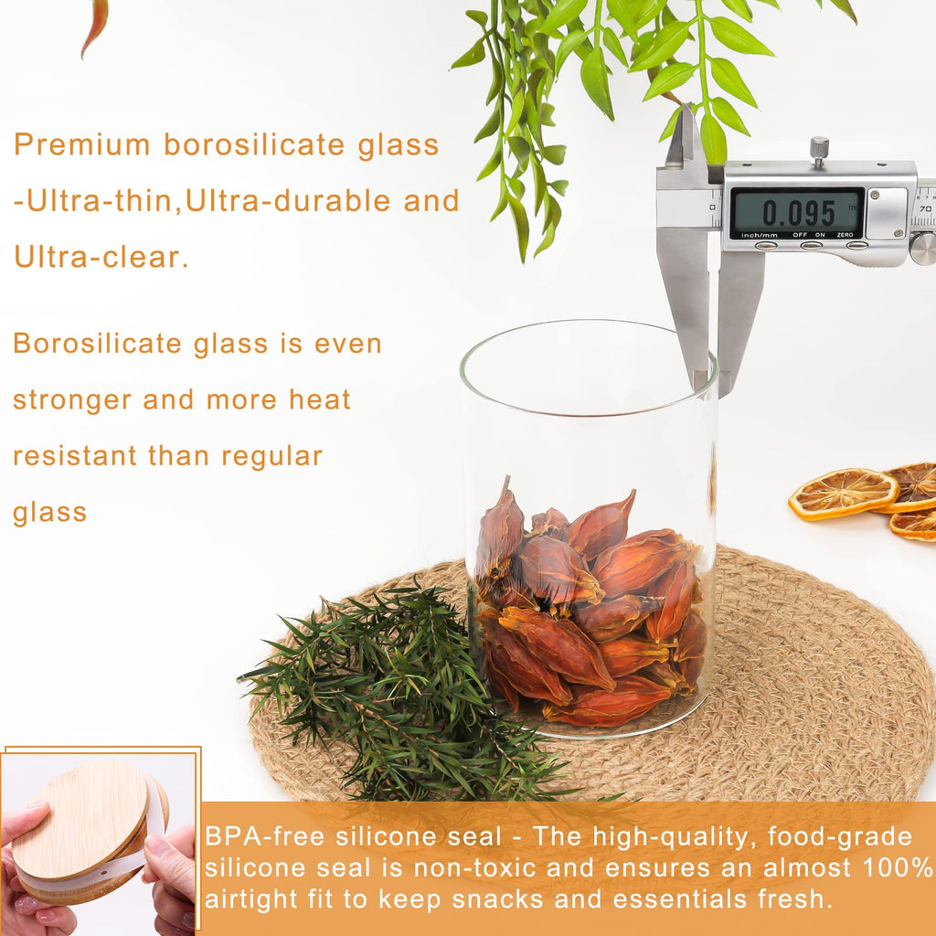9 Pack 16 oz Glass Jars with Airtight Bamboo Lids J207250