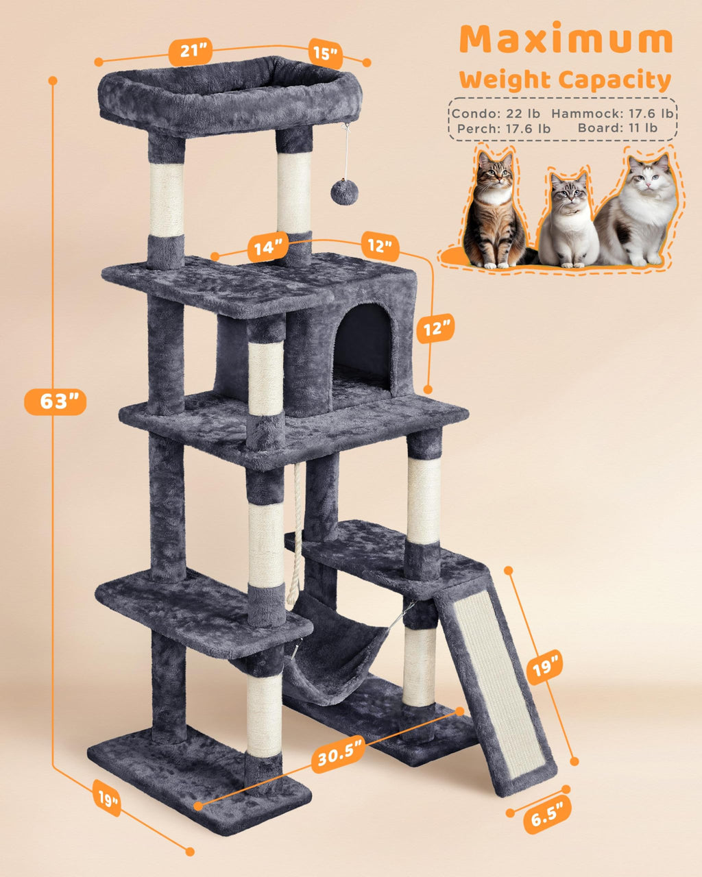 63in Large Cat Tree Y801