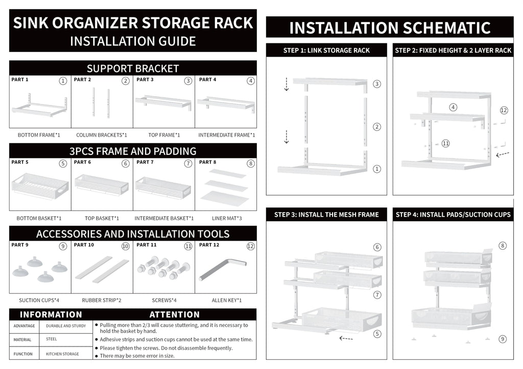 2-Pack 3-Tier Pull Out Under Sink Organizer J721