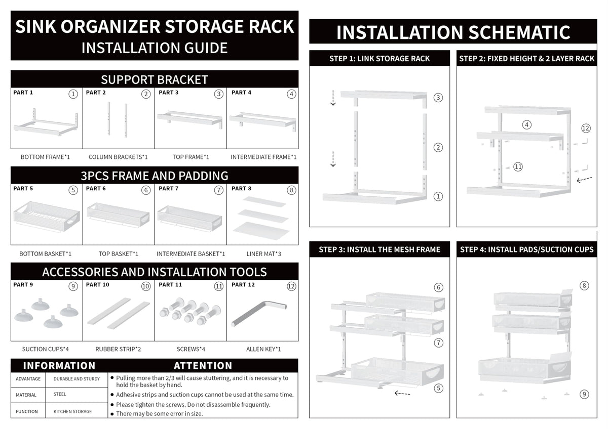 2-Pack 3-Tier Pull Out Under Sink Organizer J721