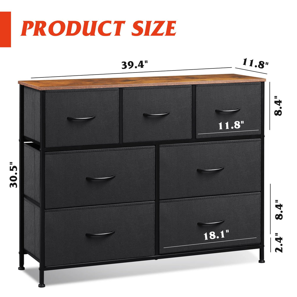 Charcoal Black 3 7 9 Drawer Dresser Set B4128