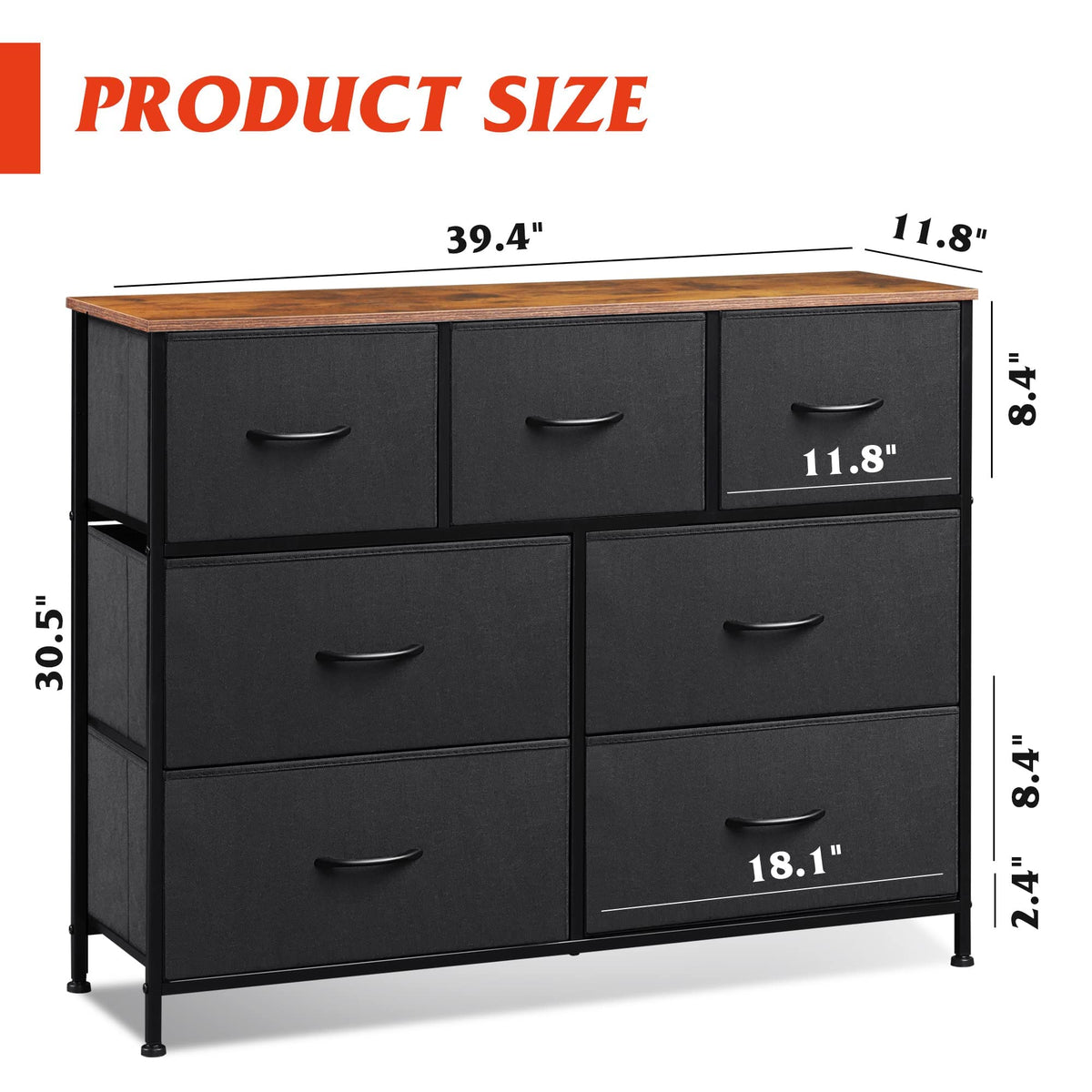 Charcoal Black 3 7 9 Drawer Dresser Set B4128
