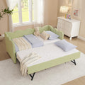 81-inch Twin to King Size Gingham Linen Upholstered Daybed with USB Charging Ports V849