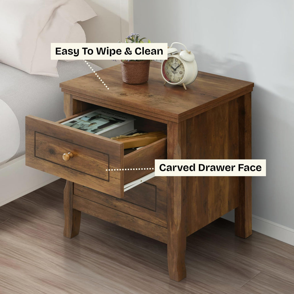 2 Drawer Wood Nightstand Set of 2 J191