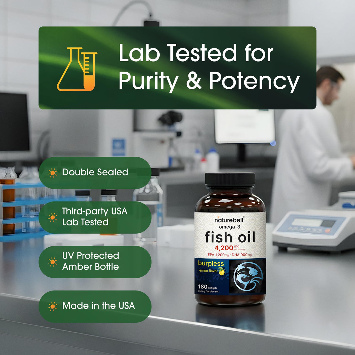 Omega-3 Fish Oil 180 Softgels Lemon Flavor R4511