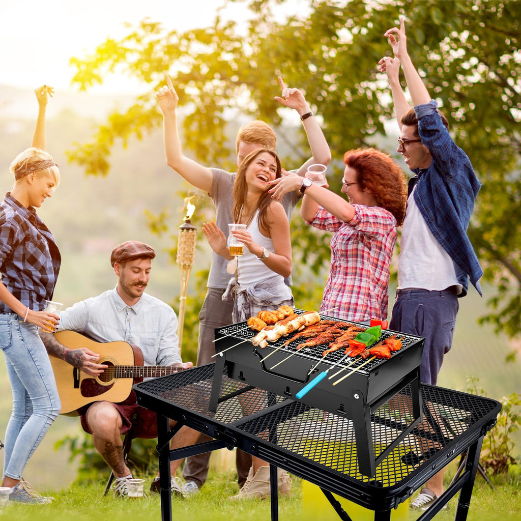 Black Adjustable Folding Camping Table Y4692