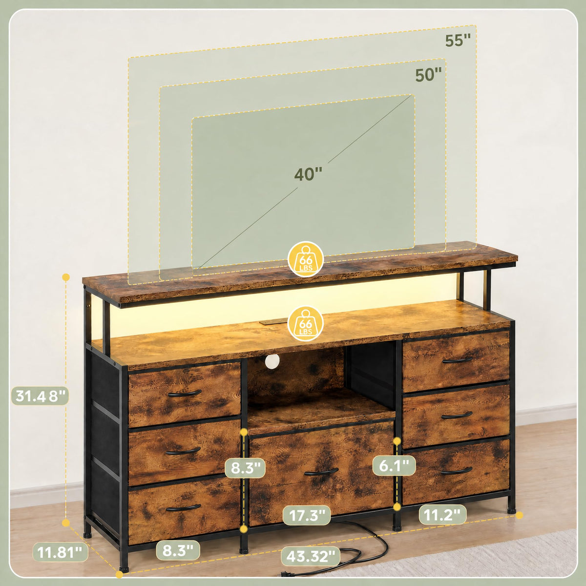 Dresser TV Stand with 7 Drawers U907050