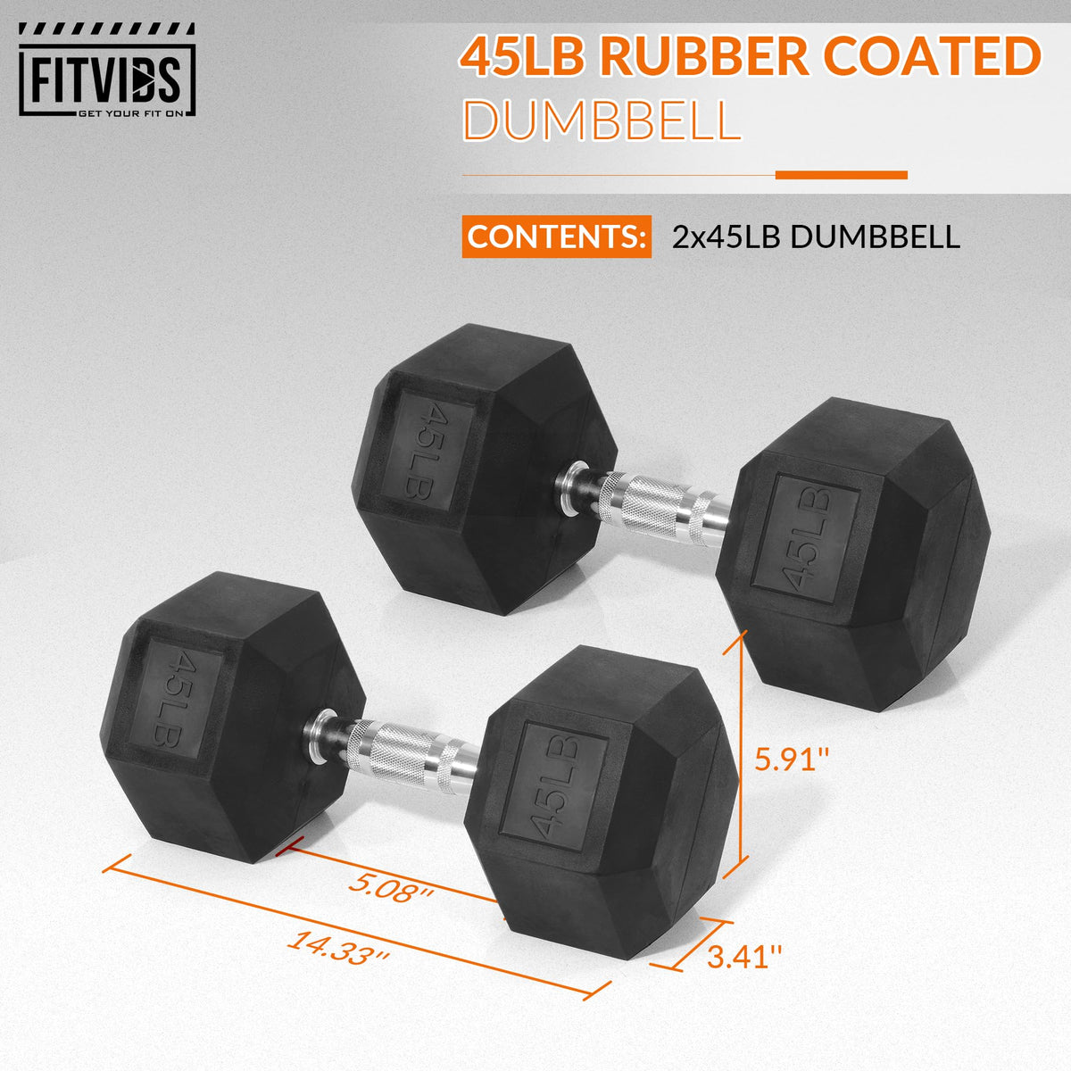 Rubber Encased Hex Dumbbell Set of 2 X423
