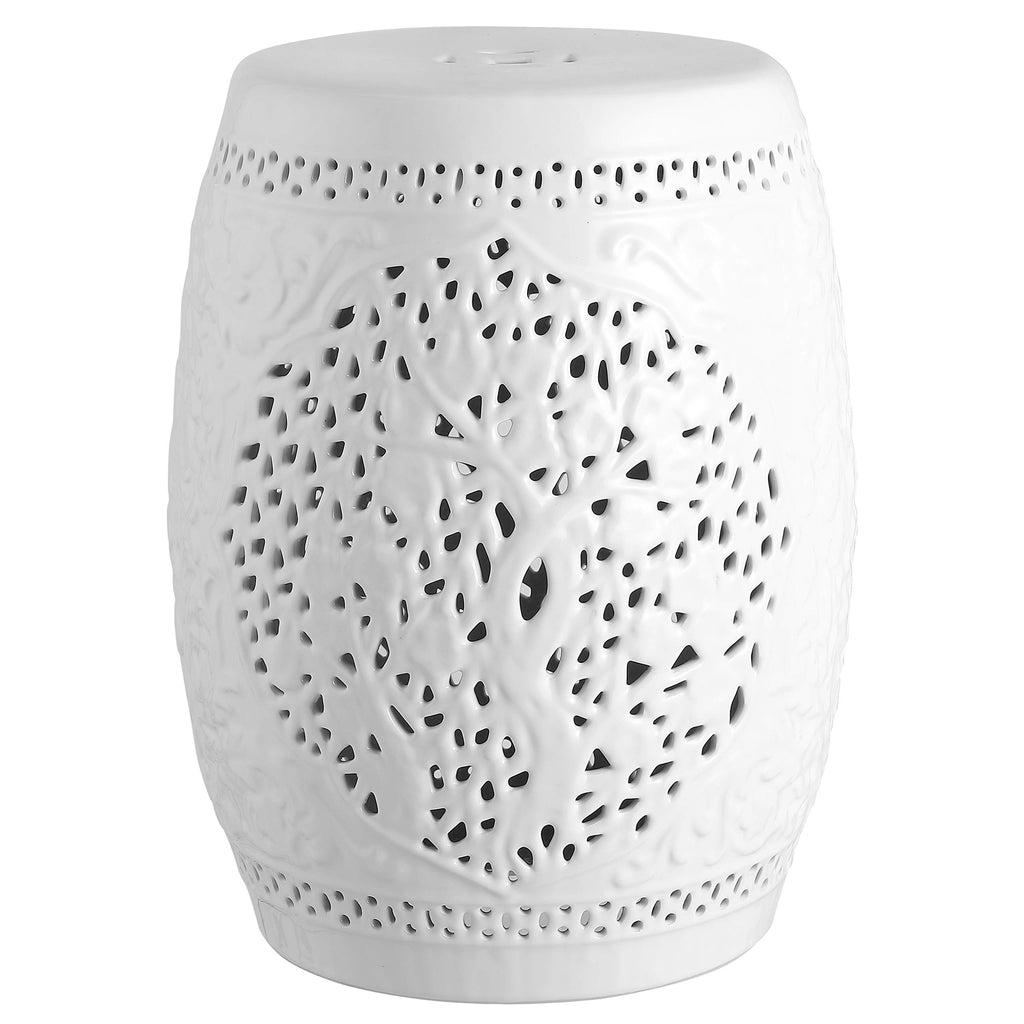 White Ceramic Garden Stool O5150
