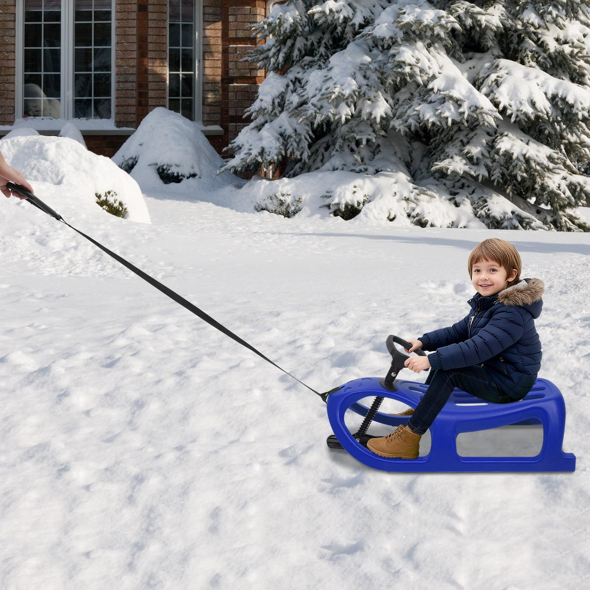 Cold-Resistant Plastic Snow Sled with Pull Rope I2958