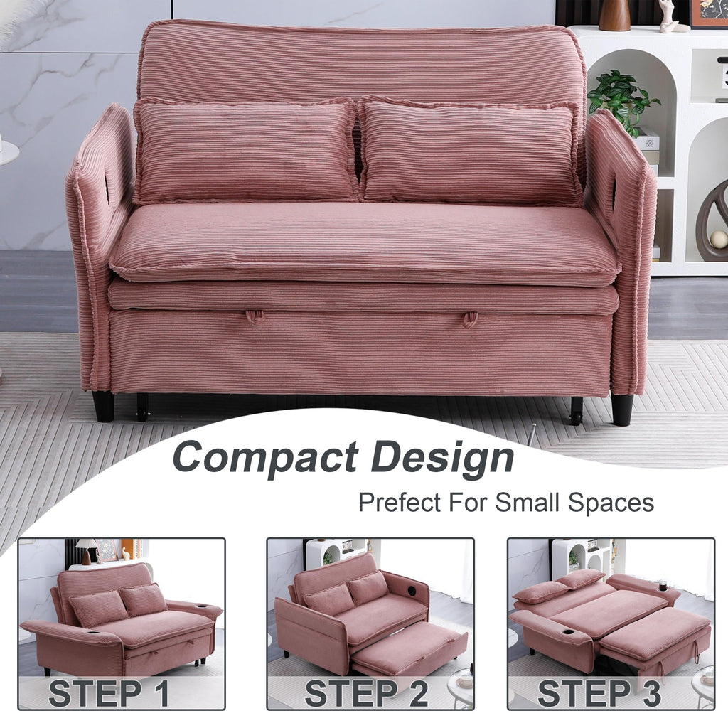 Pink Convertible Sleeper Sofa Bed C7637
