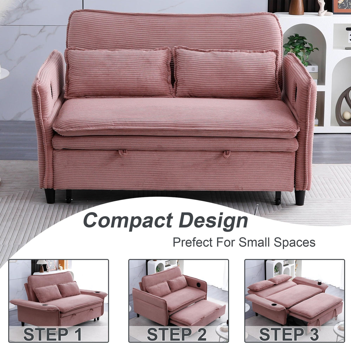 Pink Convertible Sleeper Sofa Bed C7637