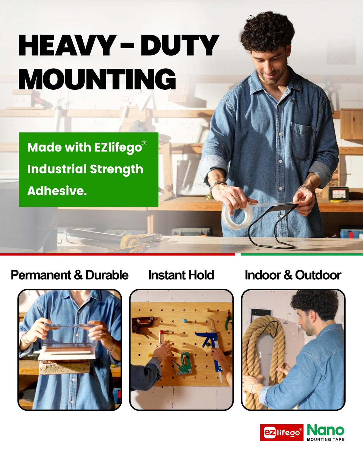 Heavy Duty Double Sided Mounting Tape, 9.85FT G52206