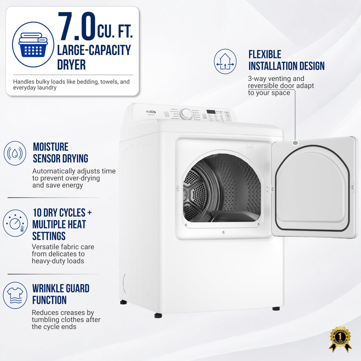 27-Inch 7.0 Cu. Ft. Electric Front Load Dryer A130