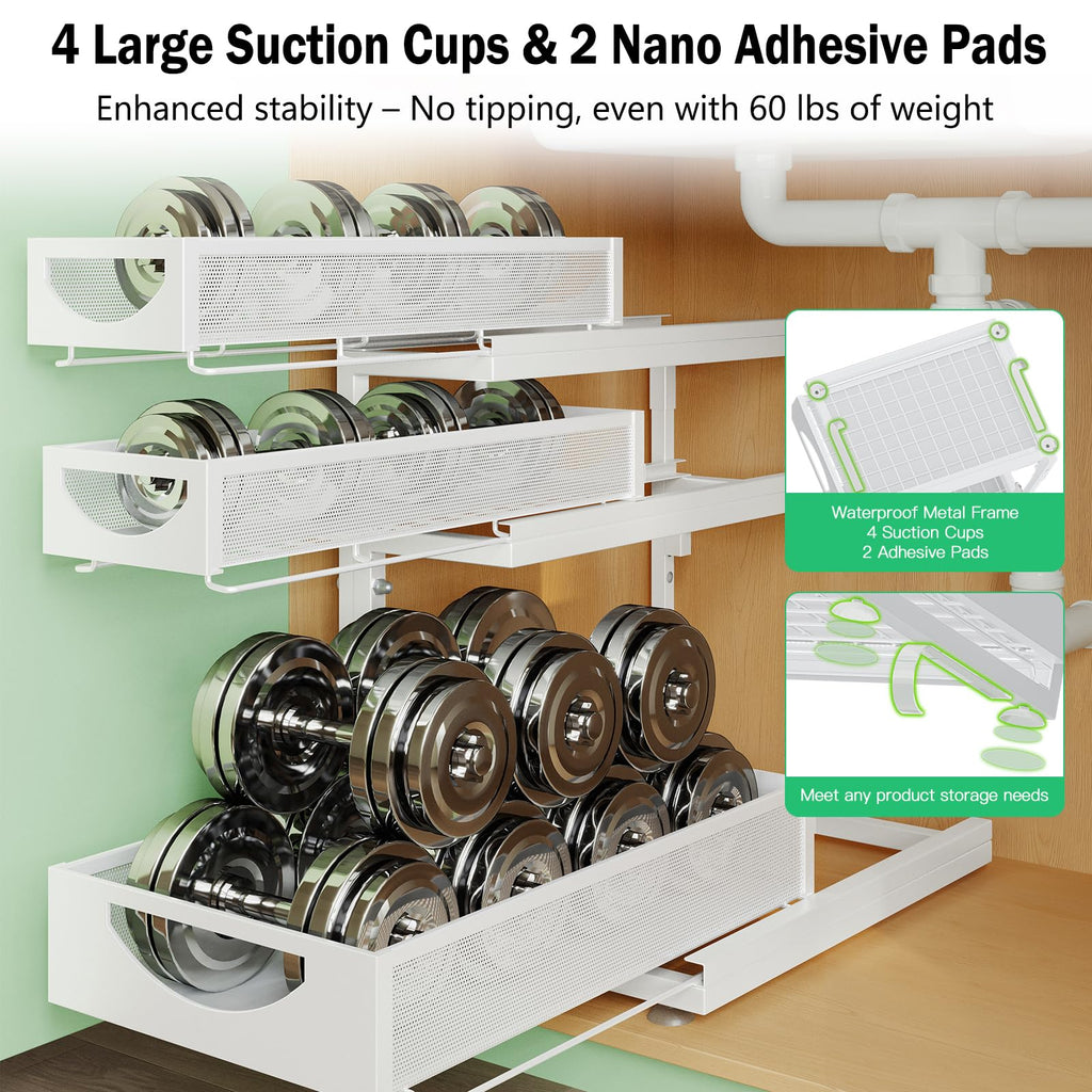 2-Pack 3-Tier Pull Out Under Sink Organizer J721