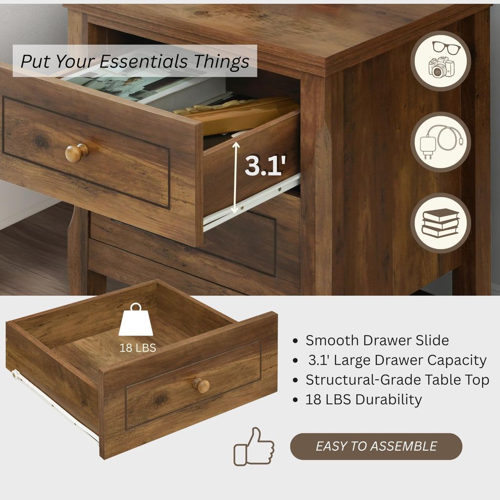 2 Drawer Wood Nightstand Set of 2 J191
