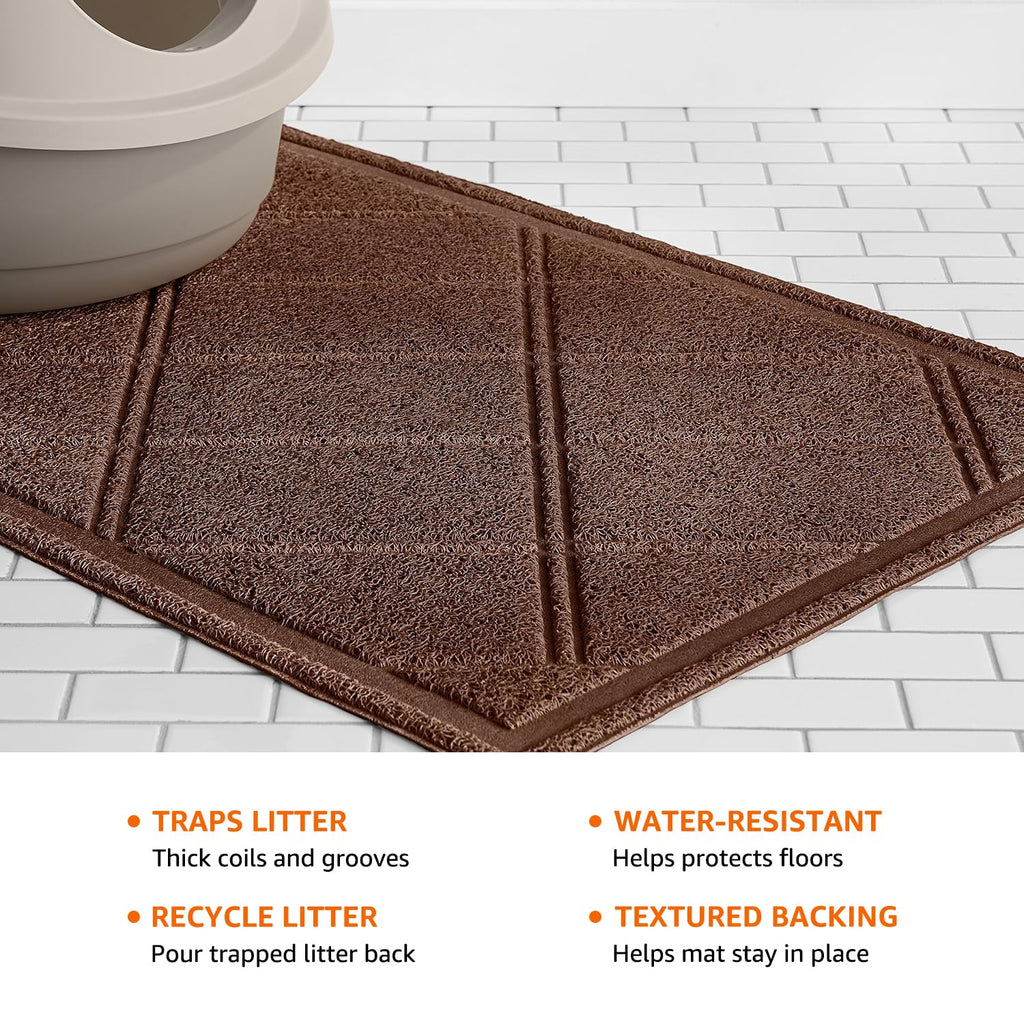 Less-Mess Cat Litter Box Mat 24" x 35" Brown R29920