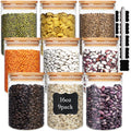 9 Pack 16 oz Glass Jars with Airtight Bamboo Lids J207250