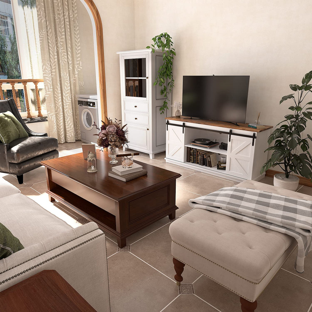 Bright White TV Stand for 65 Inch TV W620