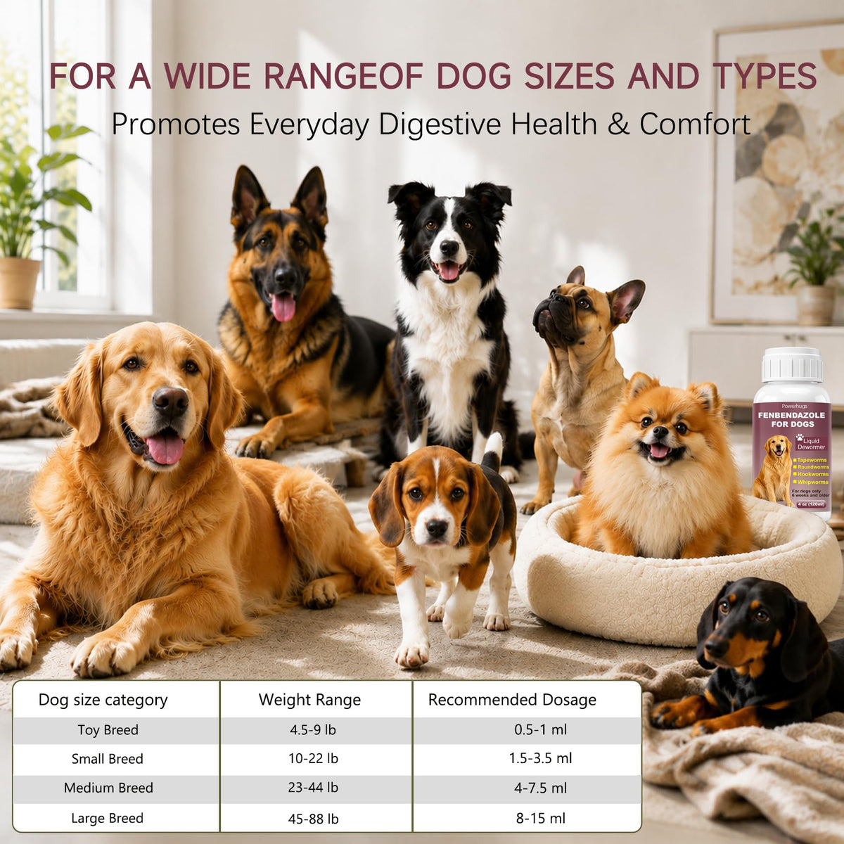 Dog Dewormer for Tapeworms, Roundworms, Hookworms and Whipworms U765878