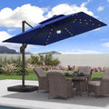 9x9 FT Cantilever Offset Patio Umbrella with Lights & Base T7183