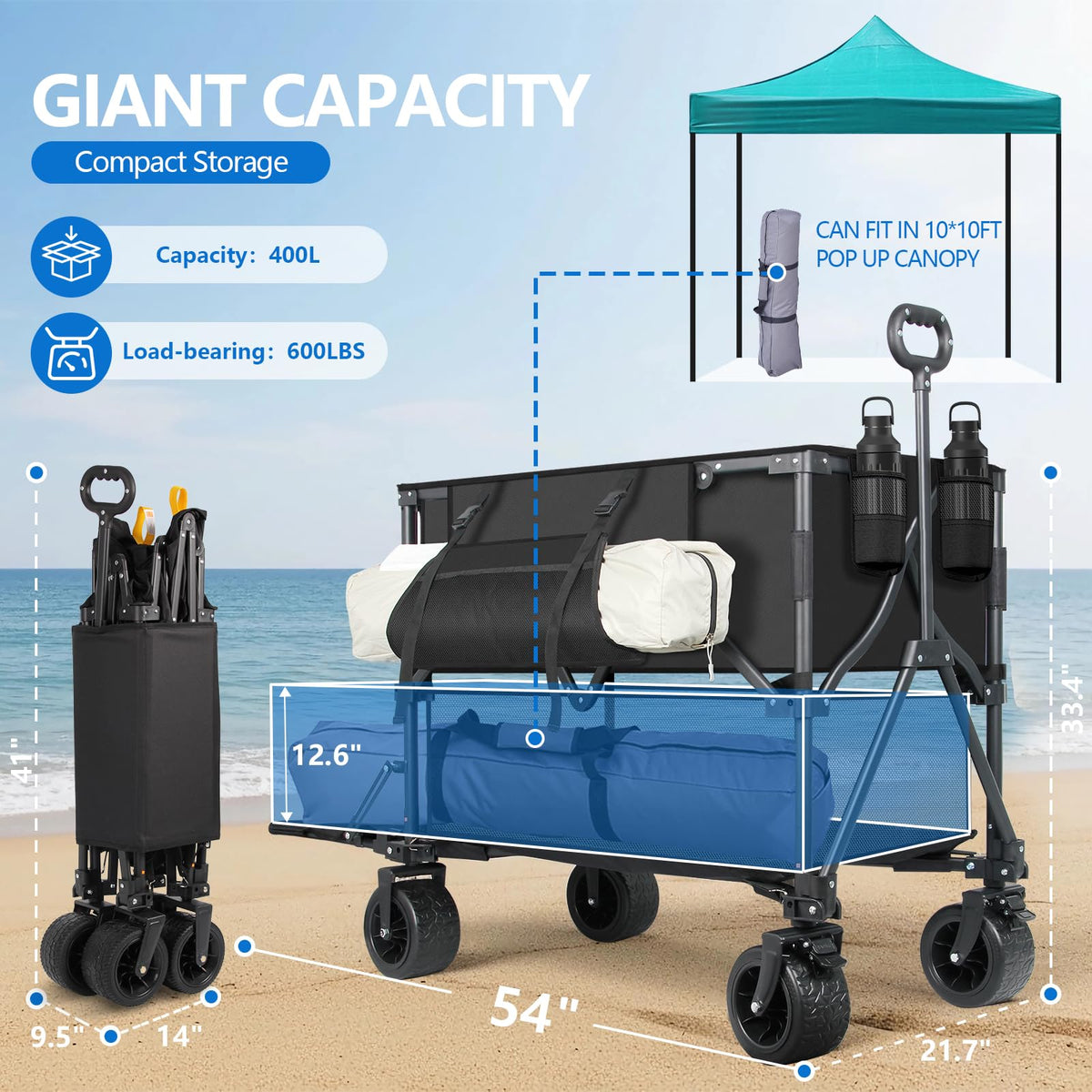 400L Foldable Utility Cart X6394
