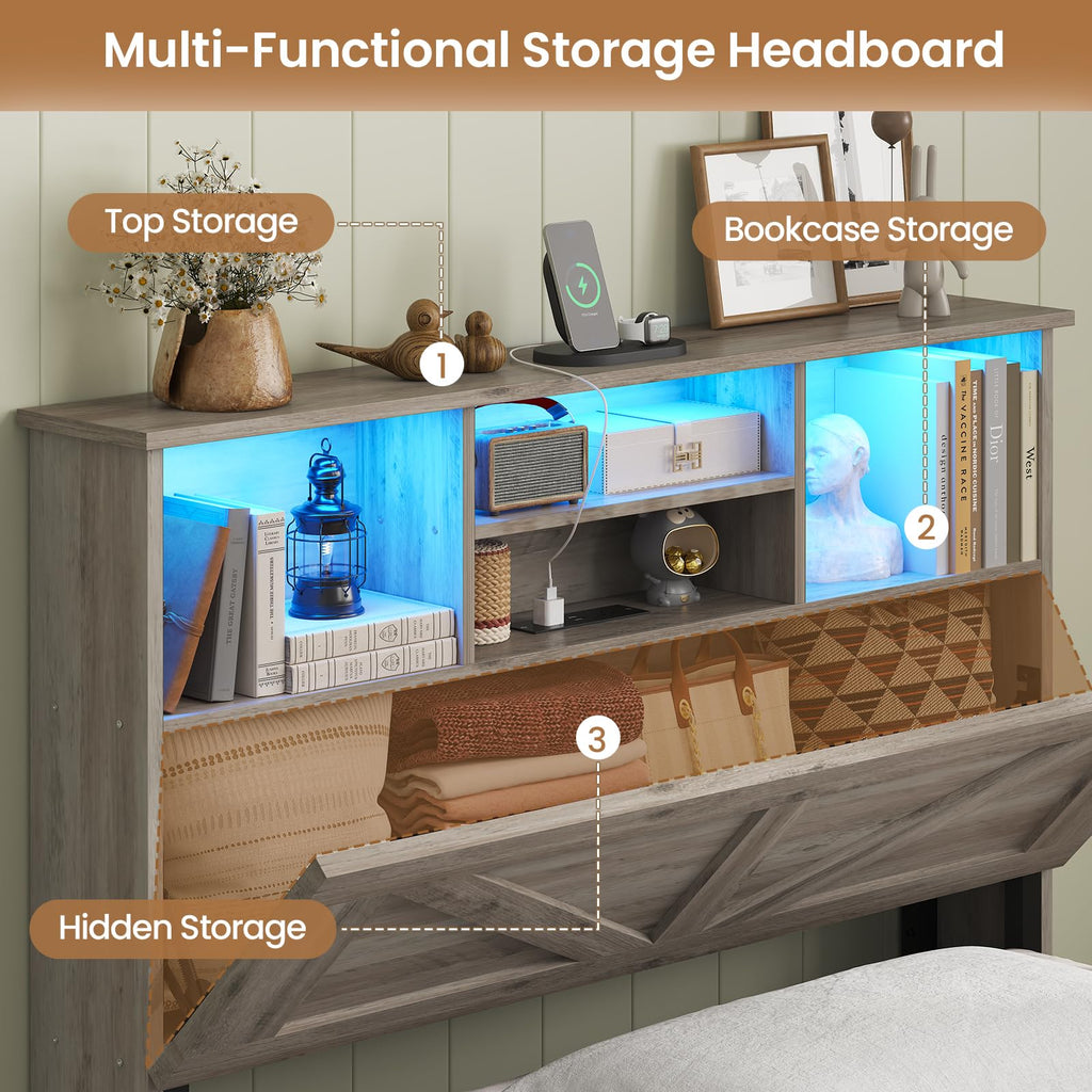 Twin Bed with Bookcase Headboard and 4 Drawers X78937