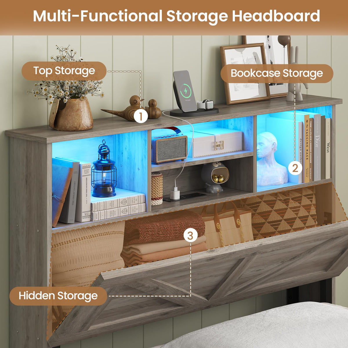 Twin Bed with Bookcase Headboard and 4 Drawers X78937