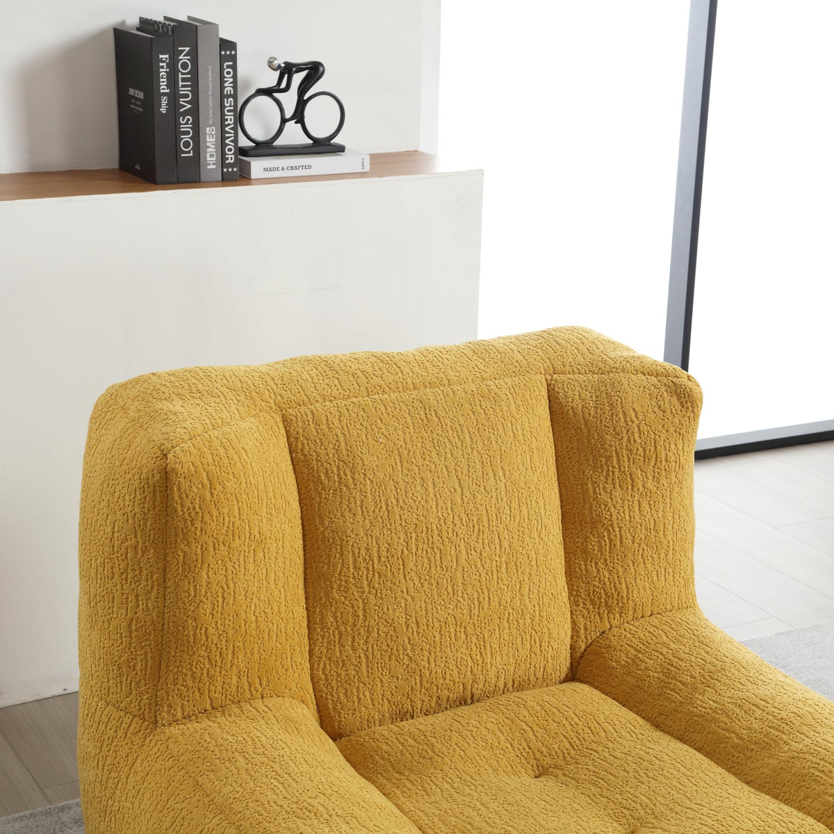 Yellow Memory Foam Bean Bag Chair with Ottoman P773