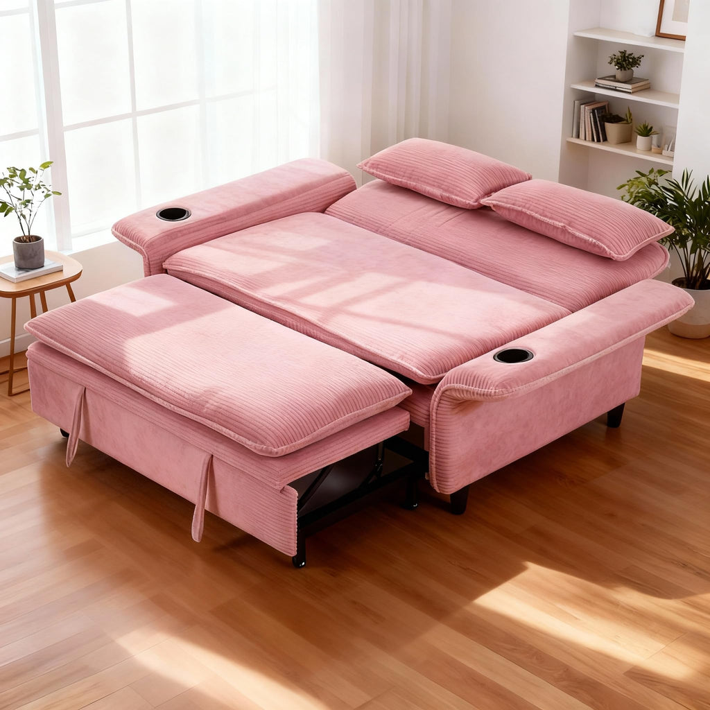 Pink Convertible Sleeper Sofa Bed C7637