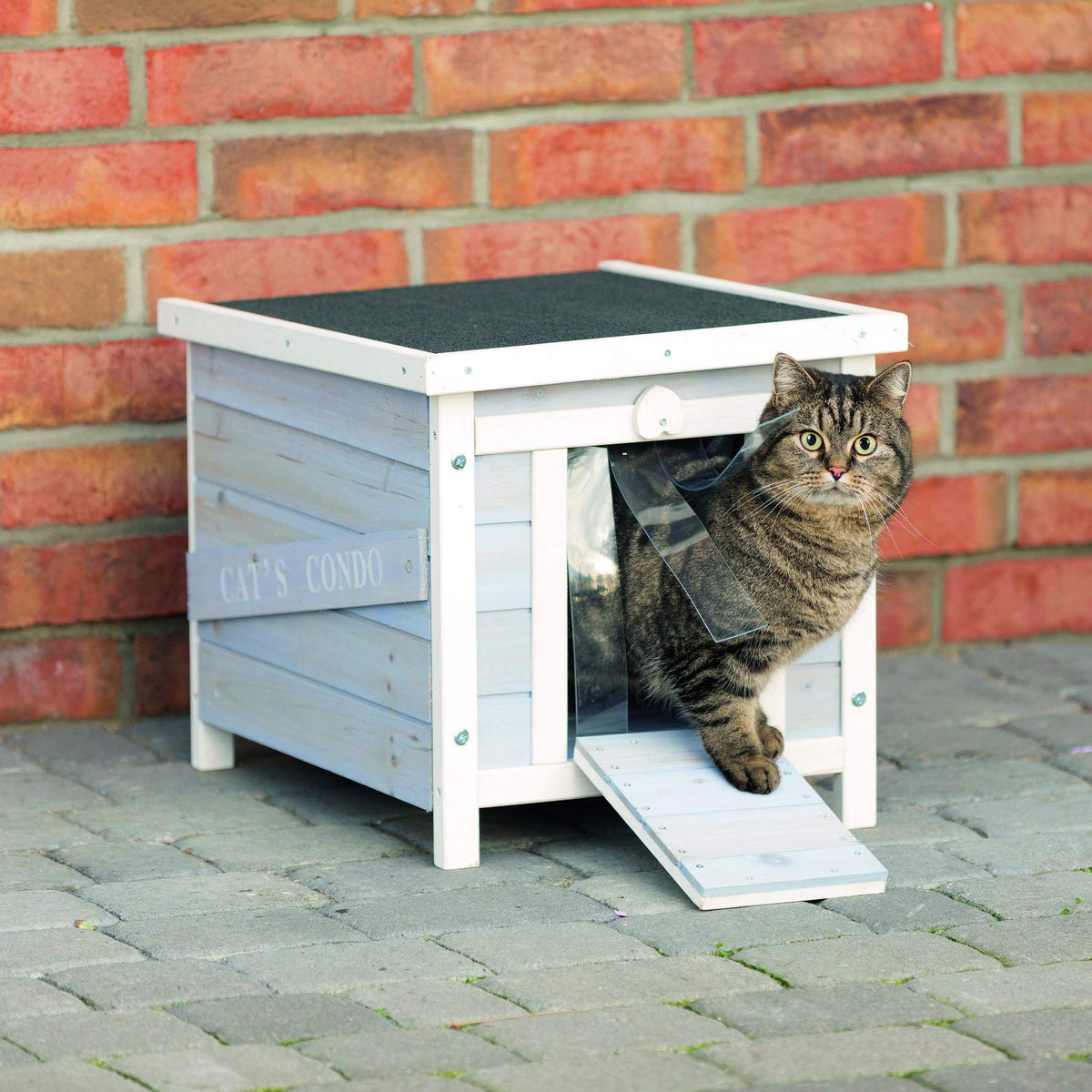 Small Outdoor Cat House with Raised Floor H9319