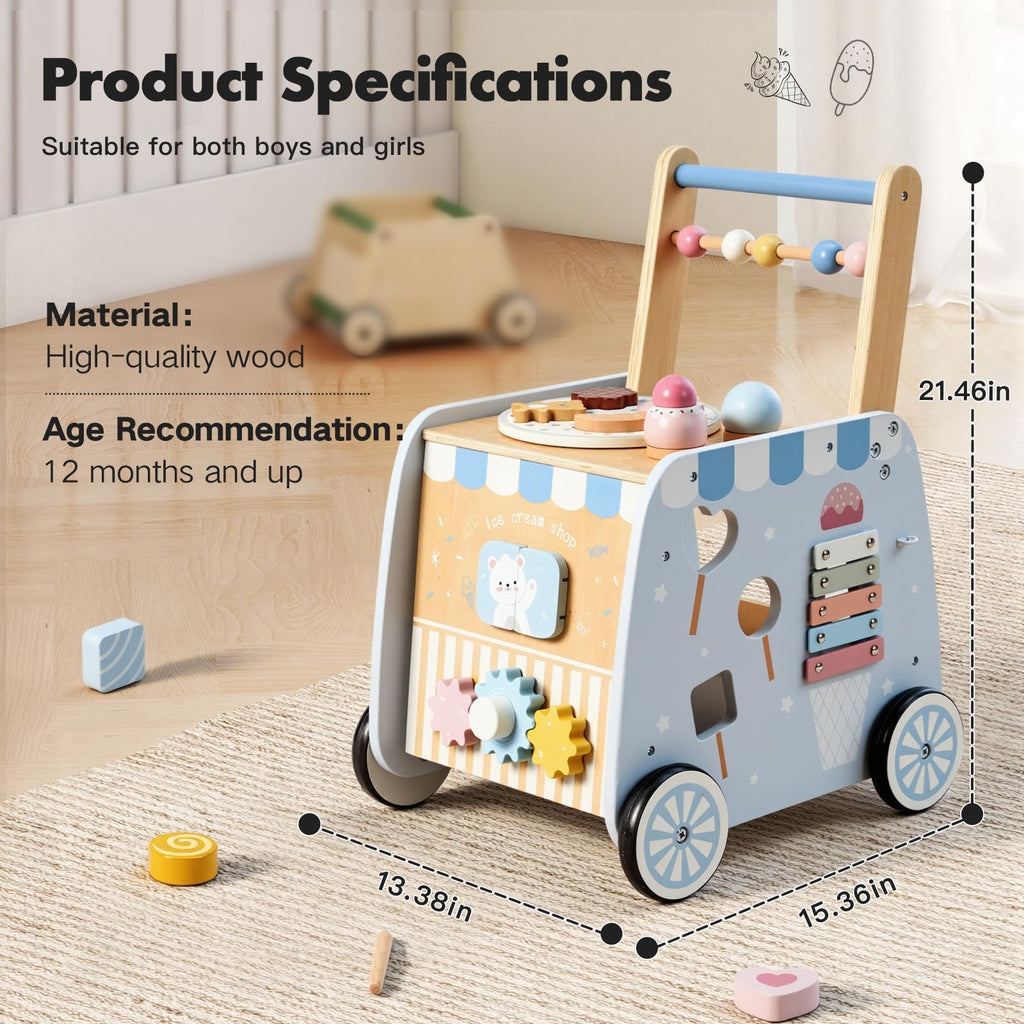 Wooden Baby Walker with Wheels Q67154