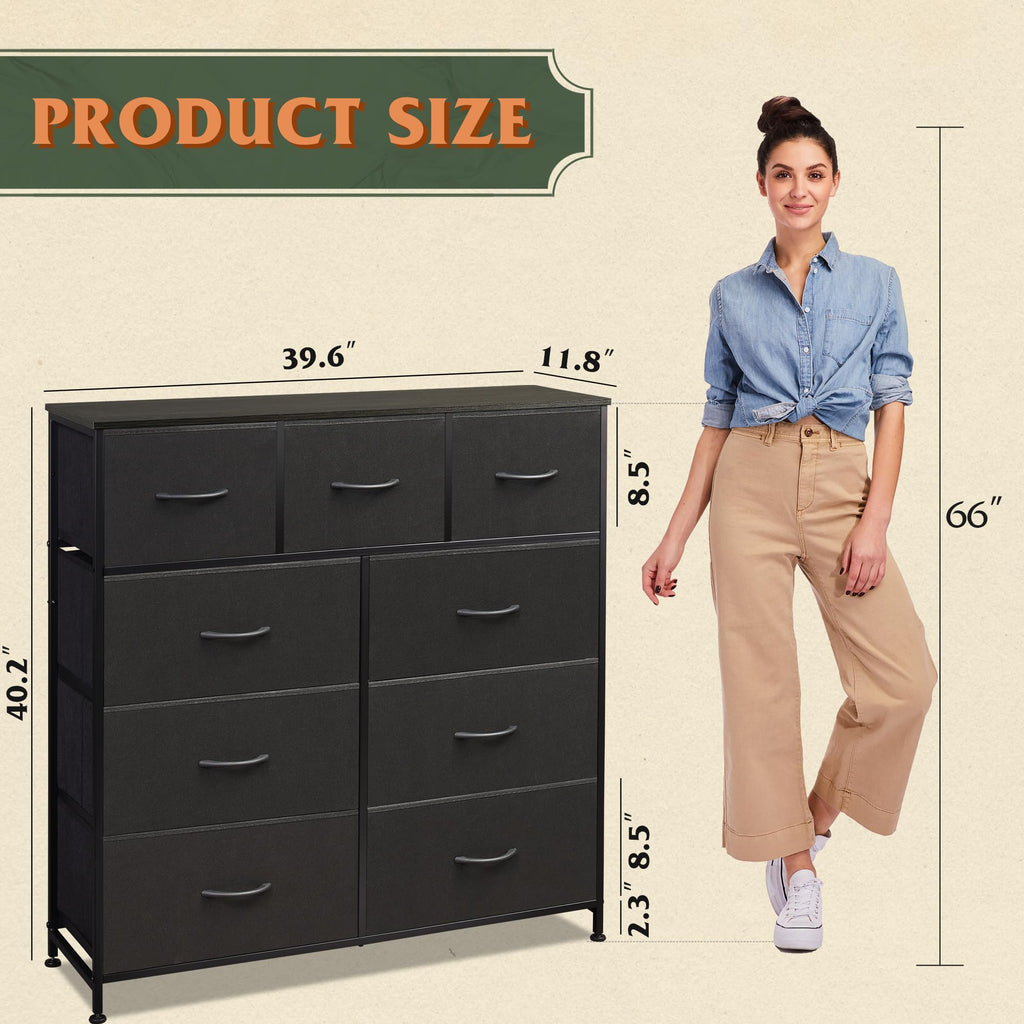 Charcoal Black 3 7 9 Drawer Dresser Set B4128
