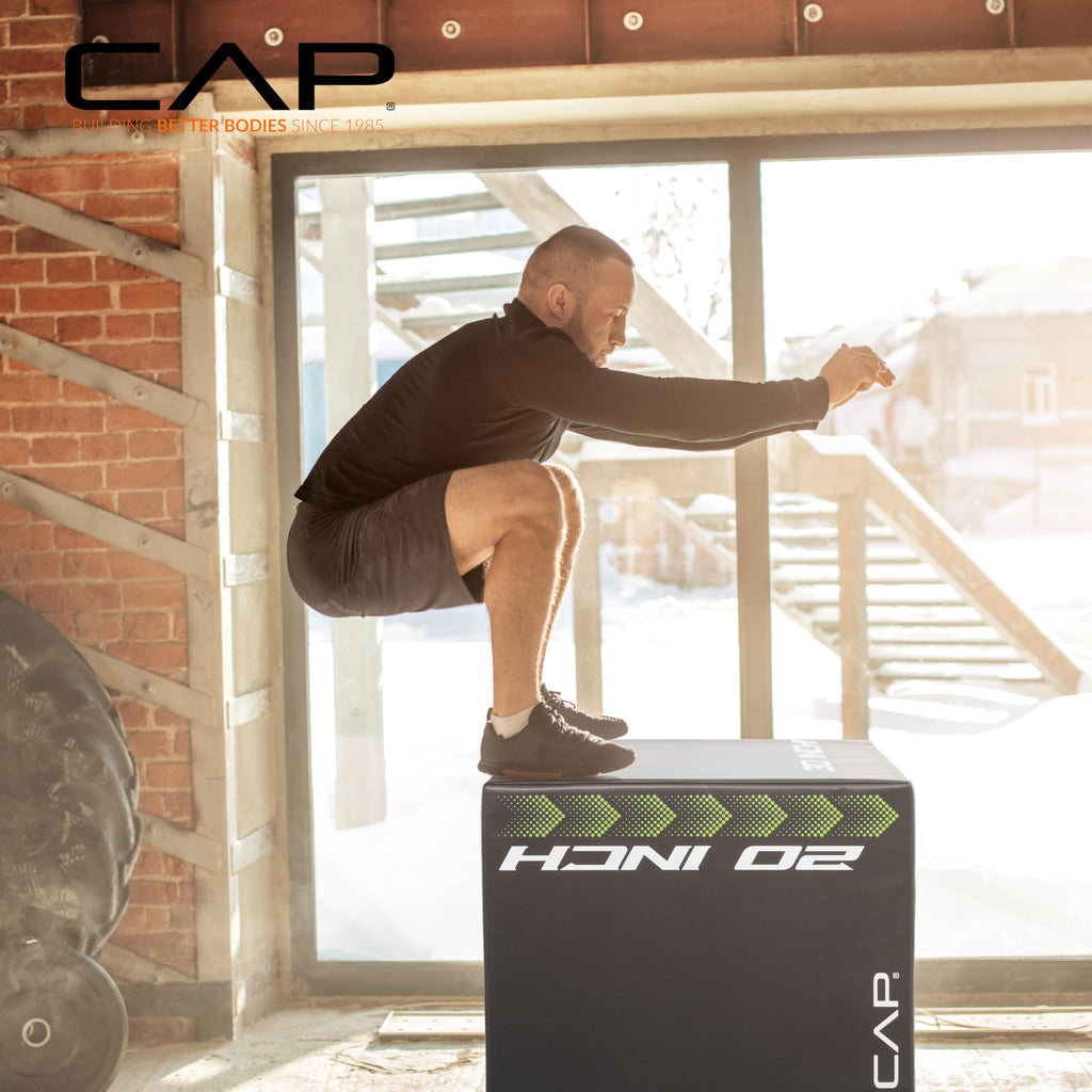 3-in-1 Foam Plyometric Jump Box, 20/24/28-Inch Heights, Black B597183