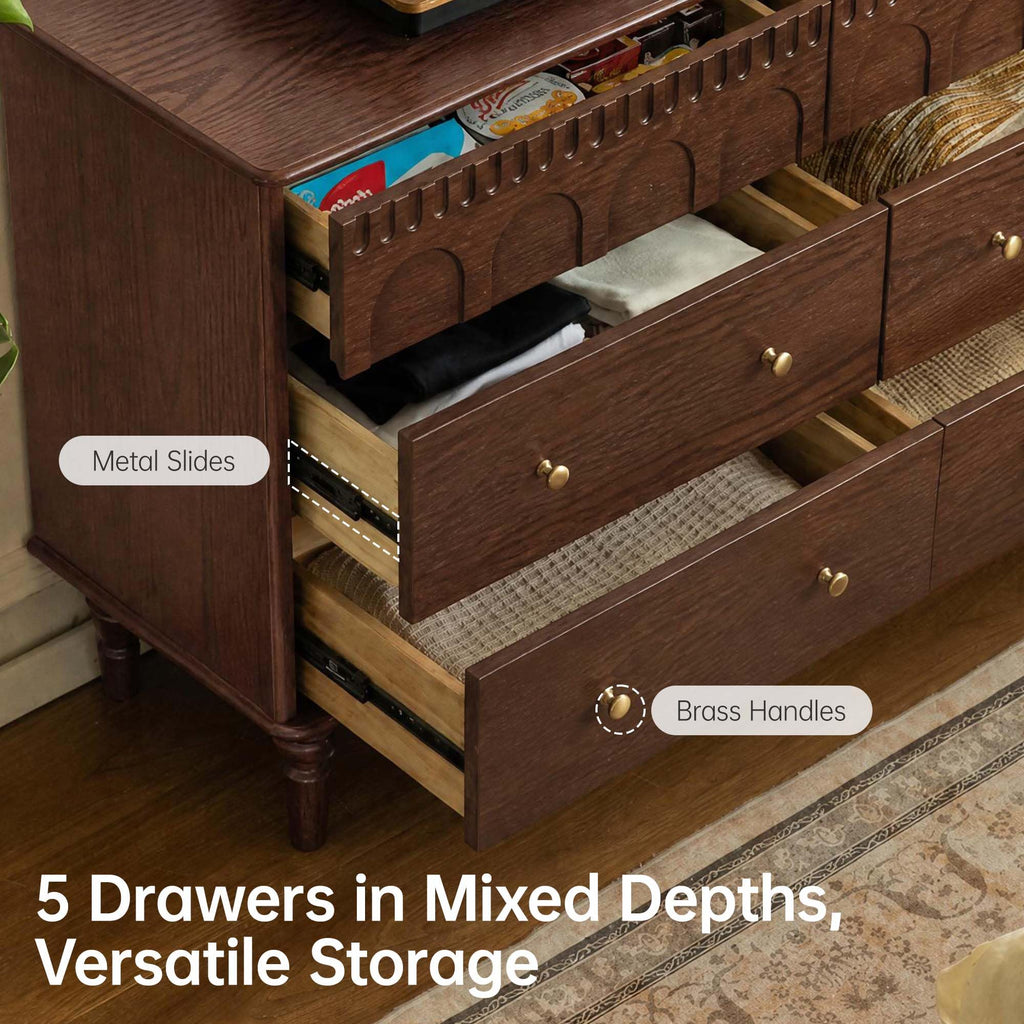 100% Solid Wood 5 Drawers Nightstand P623149