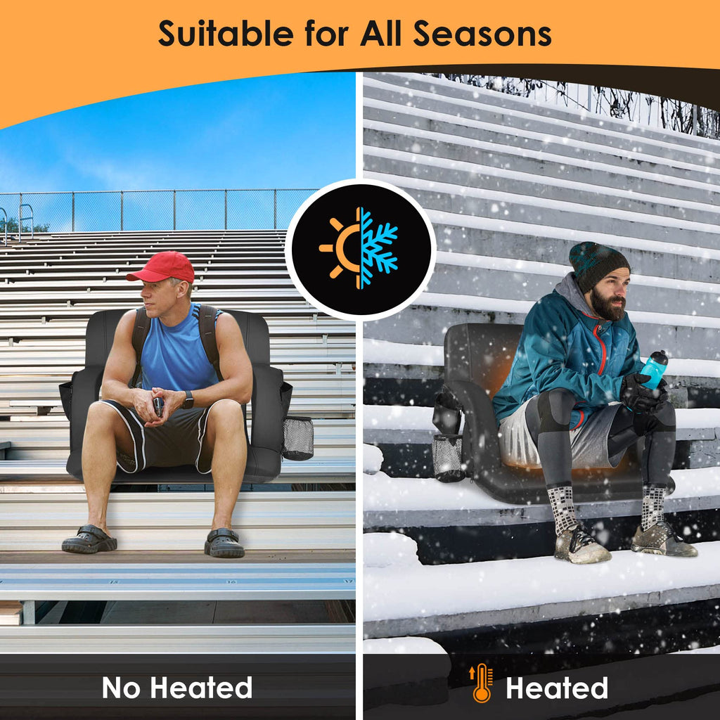 Heated Stadium Seats for Bleachers with Back Support, Black J72234