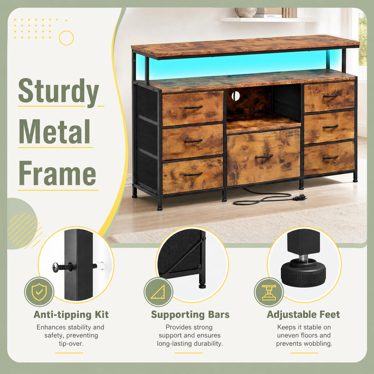 Dresser TV Stand with 7 Drawers U907050