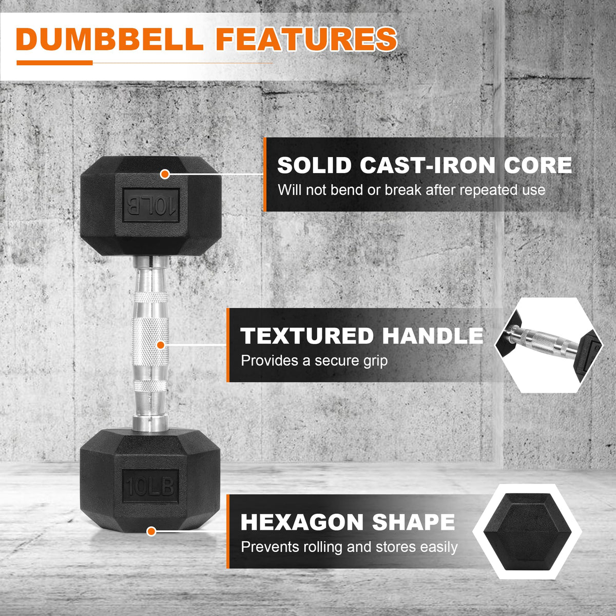 Rubber Encased Hex Dumbbell Set of 2 X423
