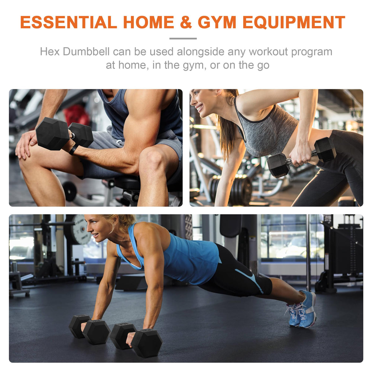 Rubber Encased Hex Dumbbell Set of 2 X423