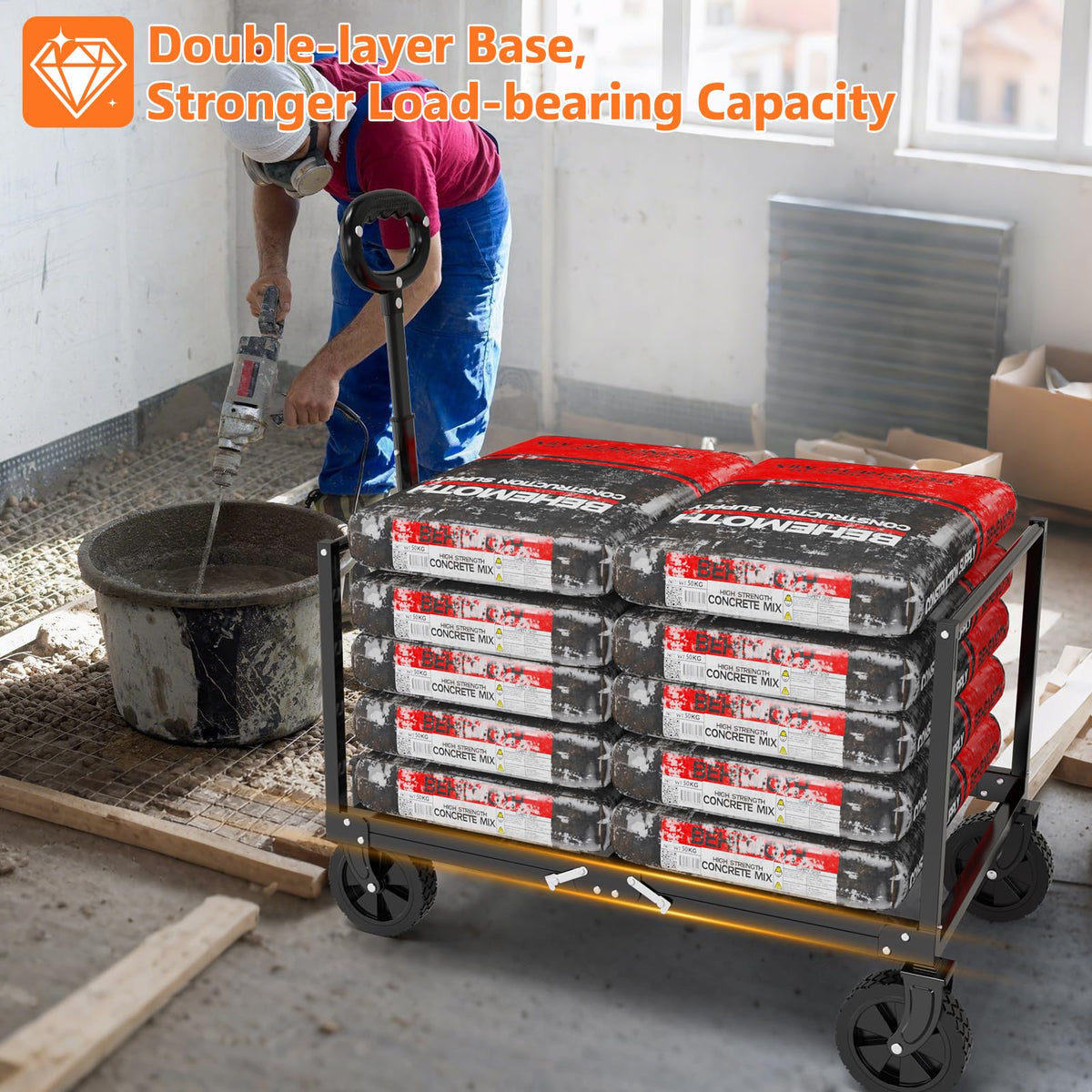 3 in 1 Foldable Wagon Cart with Sturdy Wheels H2667