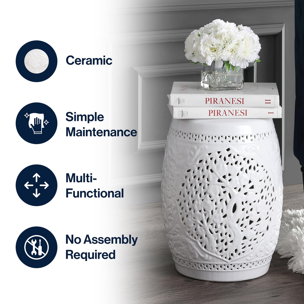 White Ceramic Garden Stool O5150