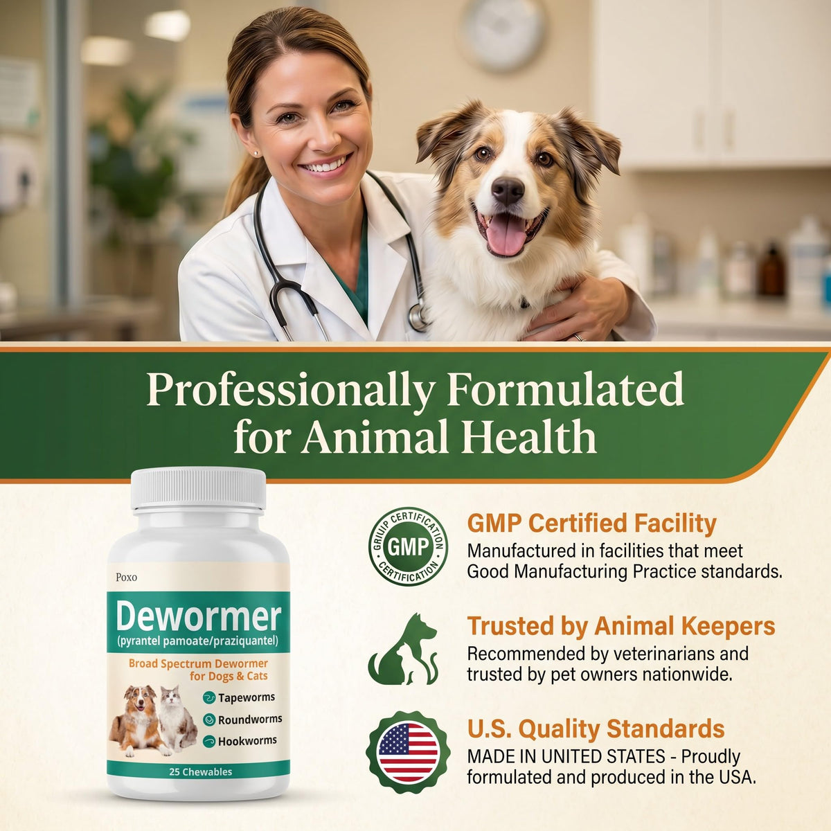 Dewormer for Dogs & Cats, 25 Chewable C238734