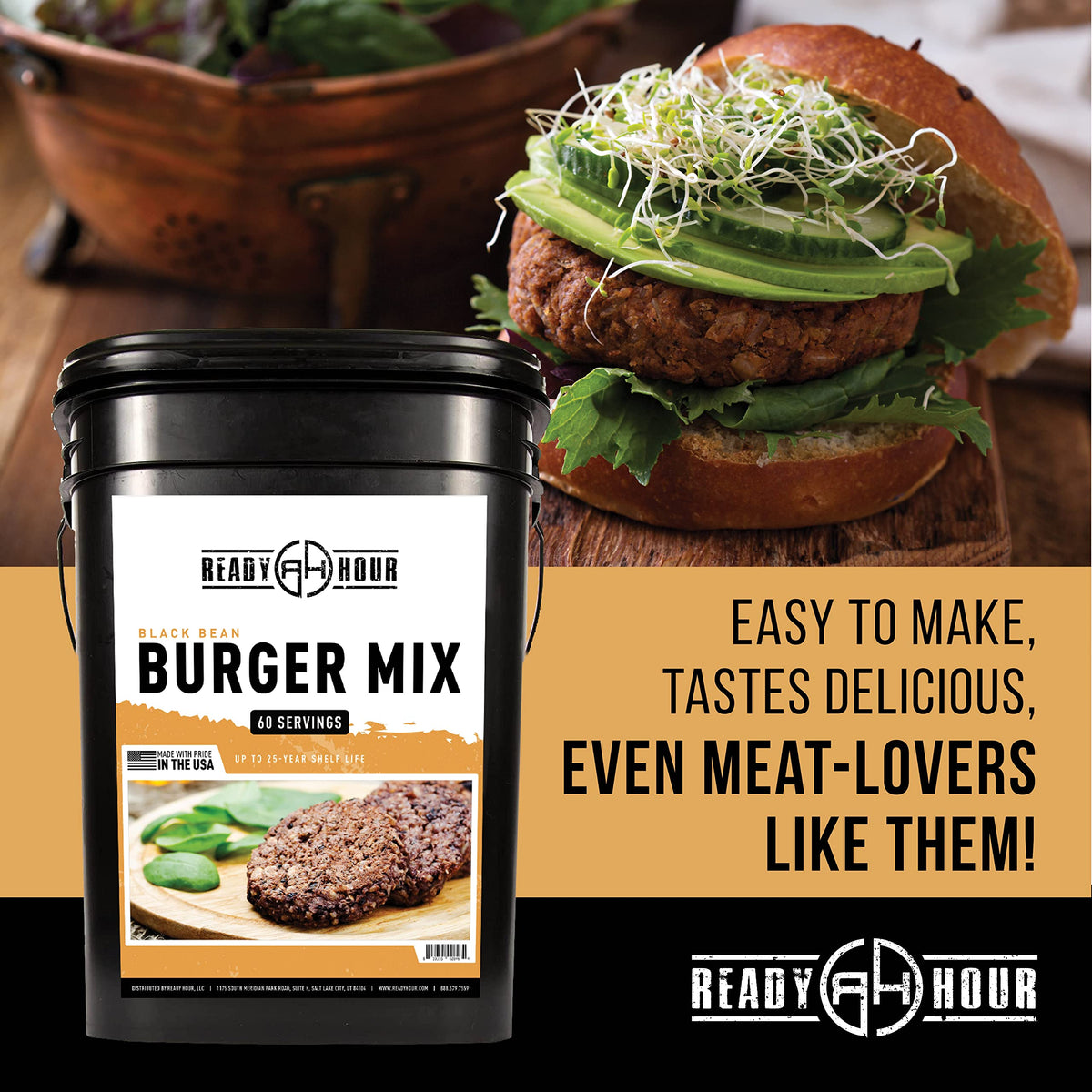 Black Bean Burger Mix 10 Resealable Pouches 60 Servings C51855
