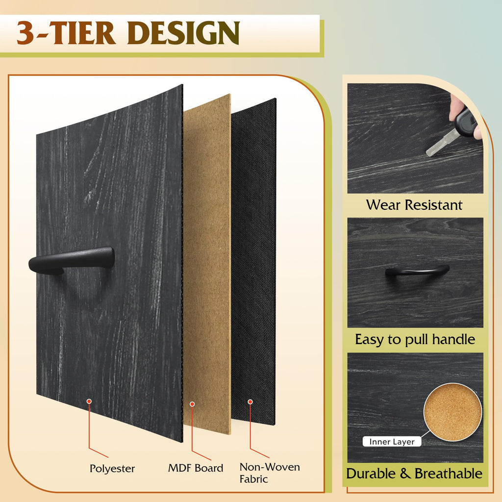 Black 11 Drawer Fabric Dresser A340228