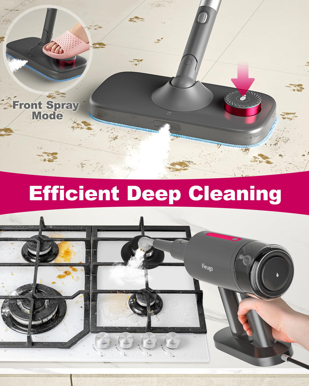 7in1 Handheld Steam Mop 1500W 23ft Cord V1759