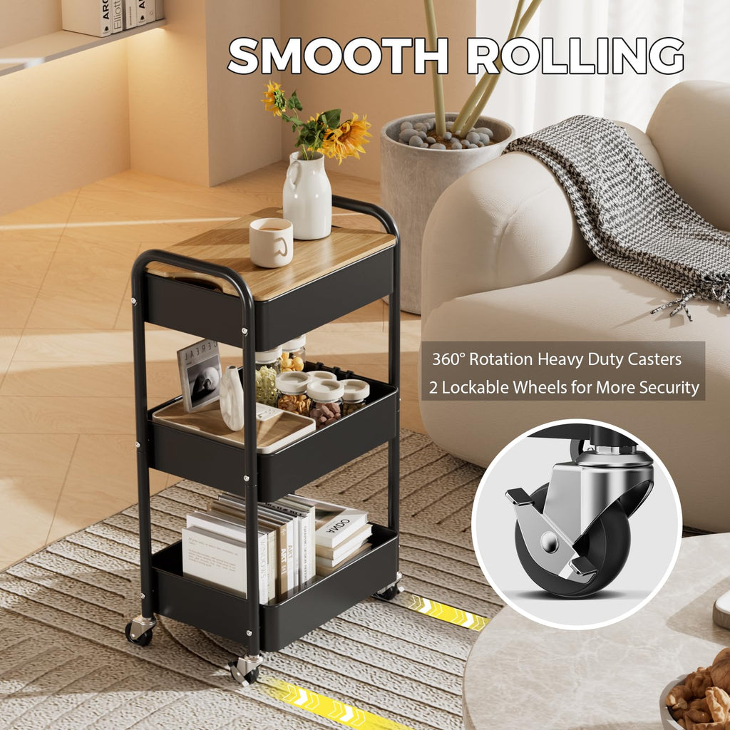 3-Tier Rolling Metal Utility Cart R83257
